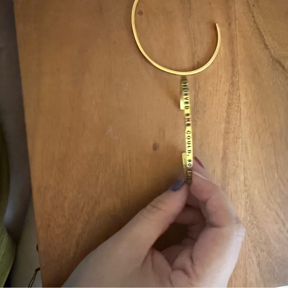 Inspirational Gold Bangle Bracelet - Picture 3 of 6